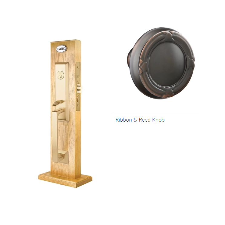 Emtek 3039RBK Dummy , Transitional Heritage Mortise , Ribbon and Reed Knob - Parent