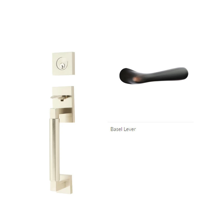 Emtek 4204BARH Dummy , Hercules Smooth , Sectional Tubular Entry Set , Basel Lever , RH - Parent