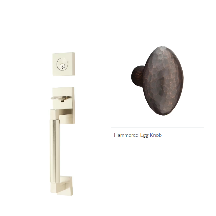 Emtek 4204HE Dummy , Hercules Smooth , Sectional Tubular Entry Set , Hammered Egg Knob - Parent