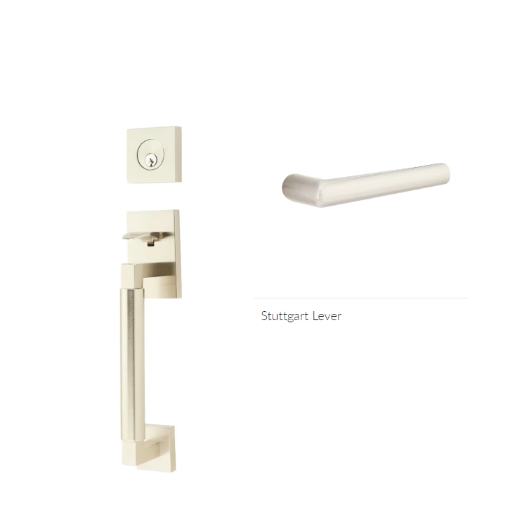 Emtek 4224STULH Double Cyl , Hercules Smooth , Sectional Tubular Entry Set , Stuttgart Lever , LH - Parent