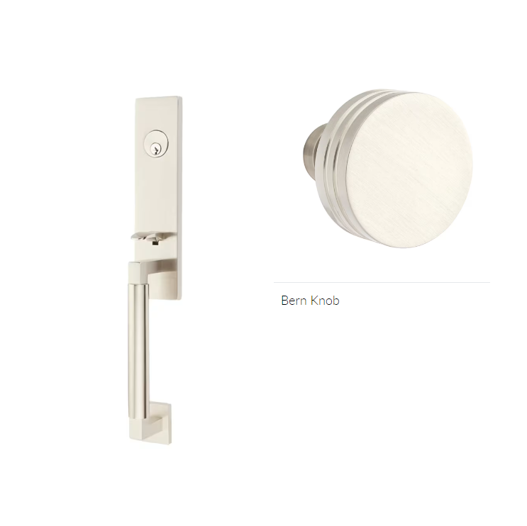 Emtek 4215BN Single Cyl , Hercules Smooth , Monolithic Tubular Entry Set , Bern Knob - Parent