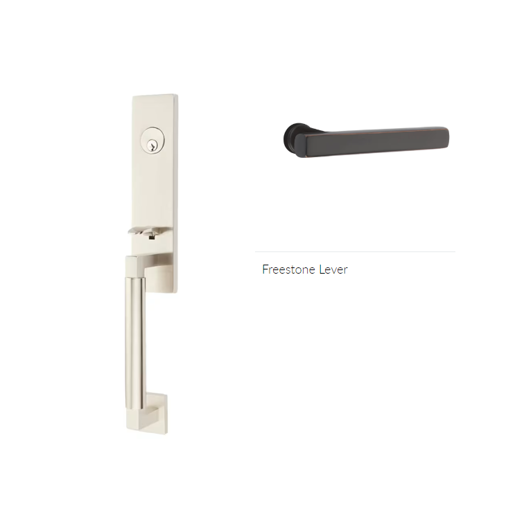 Emtek 4215FRLLH Single Cyl , Hercules Smooth , Monolithic Tubular Entry Set , Freestone Lever , LH - Parent