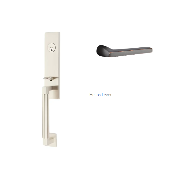 Emtek 4225HLOLH Double Cyl , Hercules Smooth , Monolithic Tubular Entry Set , Helios Lever , LH - Parent