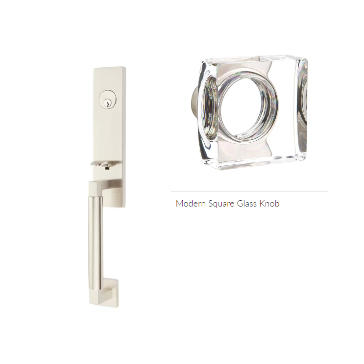 Emtek 4205MSC Dummy , Hercules Smooth , Monolithic Tubular Entry Set , Modern Square Glass Knob - Parent