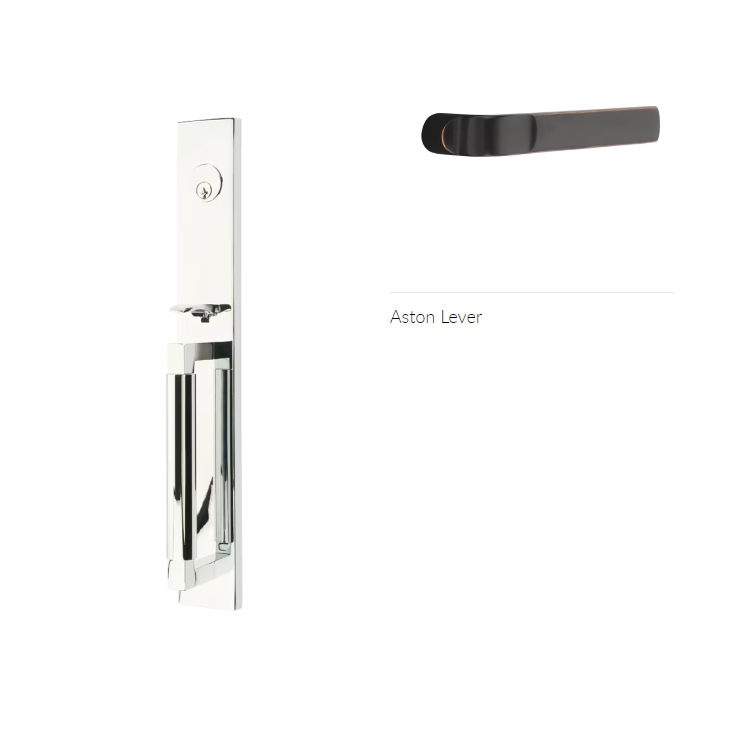 Emtek 4226ASTLH Double Cyl , Hercules Smooth , Full Length Tubular Entry Set , Aston Lever , LH - Parent