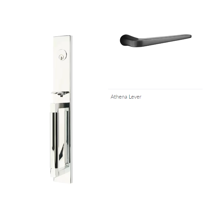 Emtek 4226ATNRH Double Cyl , Hercules Smooth , Full Length Tubular Entry Set , Athena Lever , RH - Parent