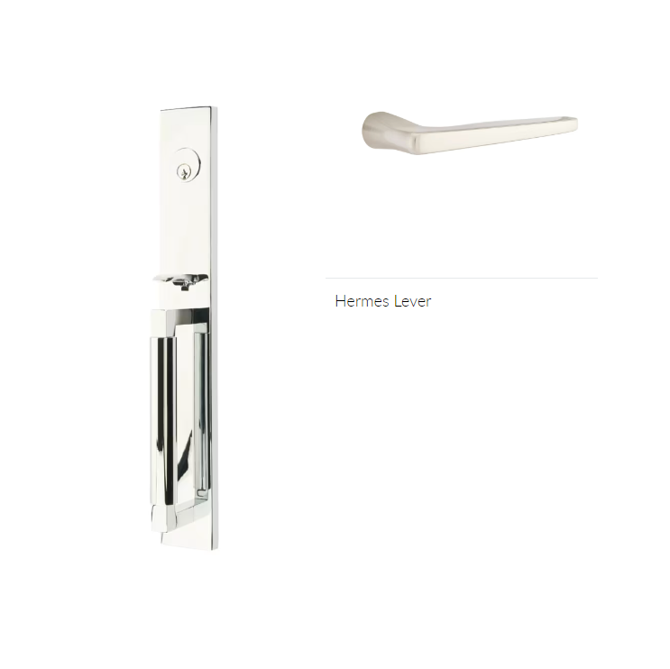 Emtek 4216HERLH Single Cyl , Hercules Smooth , Full Length Tubular Entry Set , Hermes Lever , LH - Parent