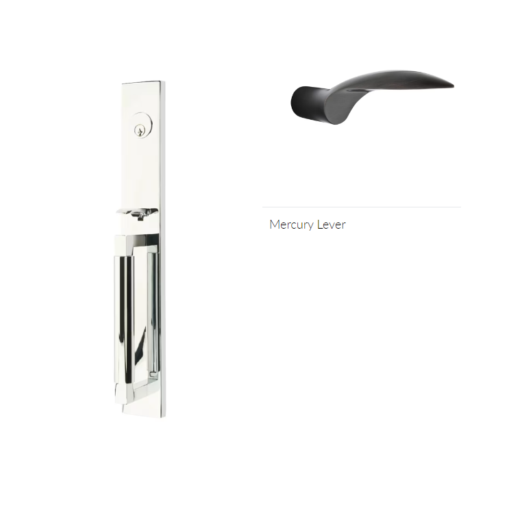 Emtek 4226MCRH Double Cyl , Hercules Smooth , Full Length Tubular Entry Set , Mercury Lever , RH - Parent