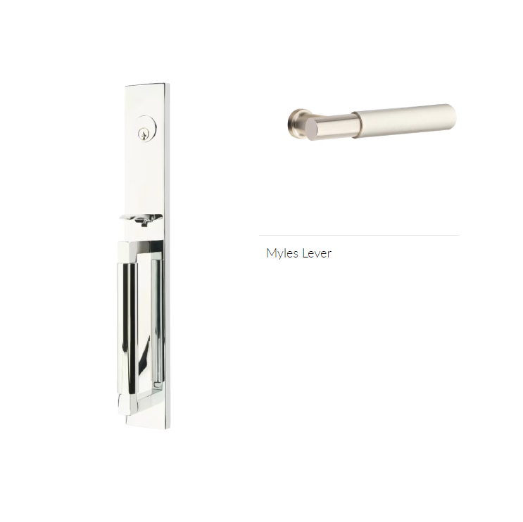 Emtek 4206MYLRH Dummy , Hercules Smooth , Full Length Tubular Entry Set , Myles Lever , RH - Parent