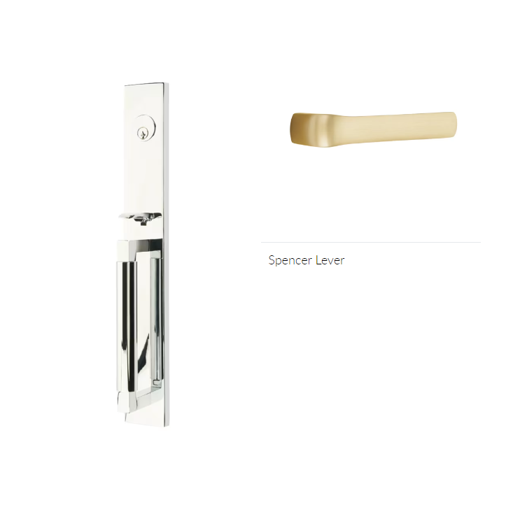 Emtek 4226SPNLH Double Cyl , Hercules Smooth , Full Length Tubular Entry Set , Spencer Lever , LH - Parent