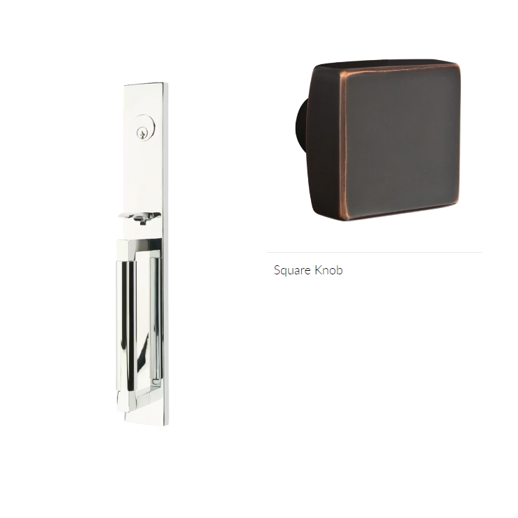 Emtek 4226SQU Double Cyl , Hercules Smooth , Full Length Tubular Entry Set , Square Knob - Parent