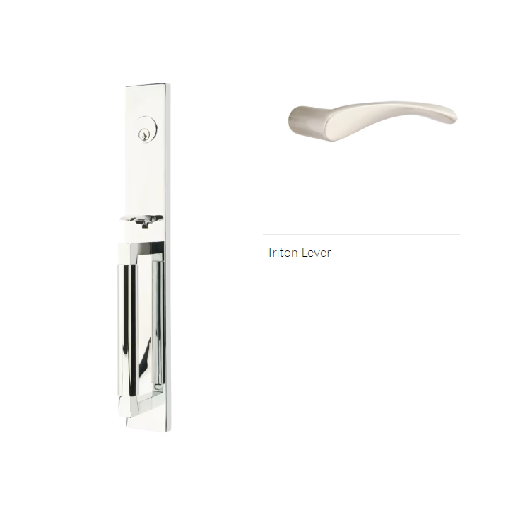 Emtek 4216TRTLH Single Cyl , Hercules Smooth , Full Length Tubular Entry Set , Triton Lever , LH - Parent