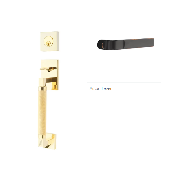 Emtek 4217ASTLH Single Cyl , Hercules Knurled , Sectional Tubular Entry Set , Aston Lever , LH - Parent