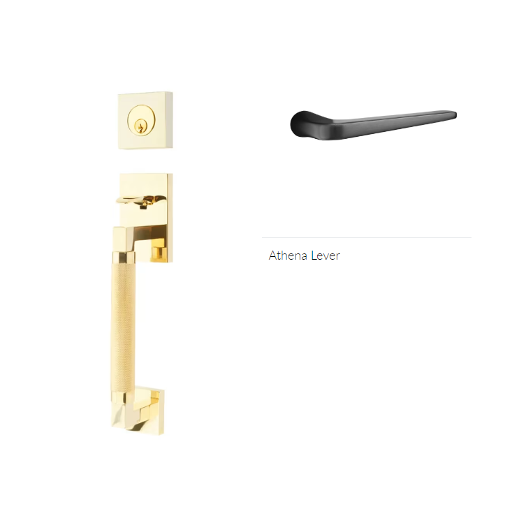 Emtek 4217ATNLH Single Cyl , Hercules Knurled , Sectional Tubular Entry Set , Athena Lever , LH - Parent