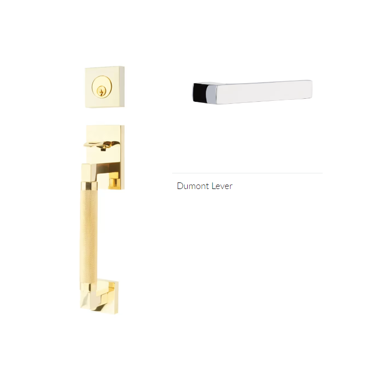 Emtek 4217DTLH Single Cyl , Hercules Knurled , Sectional Tubular Entry Set , Dumont Lever , LH - Parent