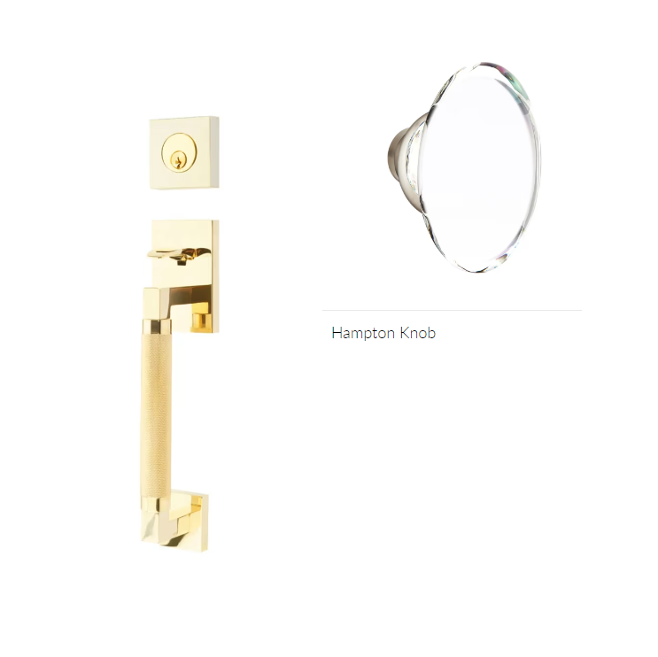 Emtek 4217HT Single Cyl , Hercules Knurled , Sectional Tubular Entry Set , Hampton Glass Knob - Parent