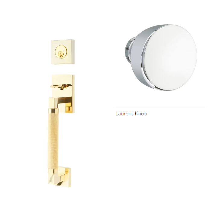 Emtek 4217LAU Single Cyl , Hercules Knurled , Sectional Tubular Entry Set , Laurent Knob - Parent