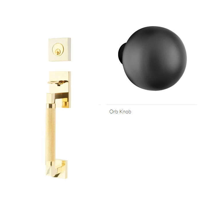 Emtek 4217OR Single Cyl , Hercules Knurled , Sectional Tubular Entry Set , Orb Knob - Parent