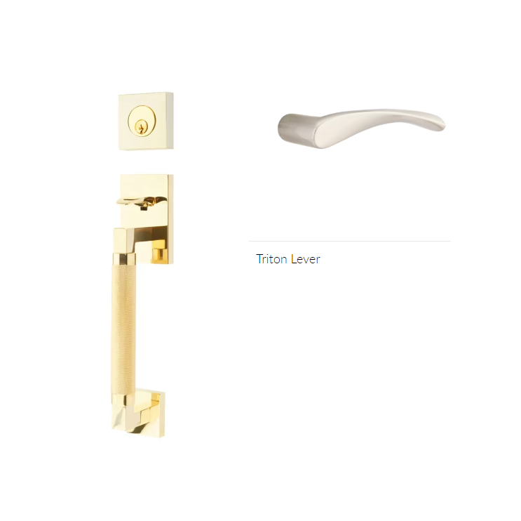 Emtek 4227TRTLH Double Cyl , Hercules Knurled , Sectional Tubular Entry Set , Triton Lever , LH - Parent