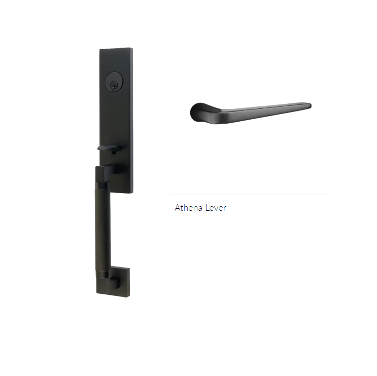 Emtek 4218ATNRH Single Cyl , Hercules Knurled , Monolithic Tubular Entry Set , Athena Lever , RH - Parent