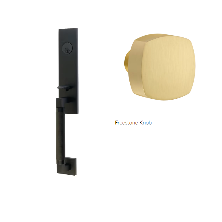 Emtek 4218FRK Single Cyl , Hercules Knurled , Monolithic Tubular Entry Set , Freestone Knob - Parent