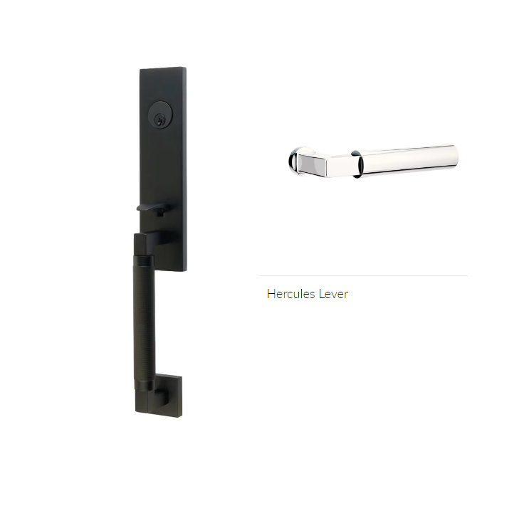 Emtek 4218HECRH Single Cyl , Hercules Knurled , Monolithic Tubular Entry Set , Hercules Lever , RH - Parent
