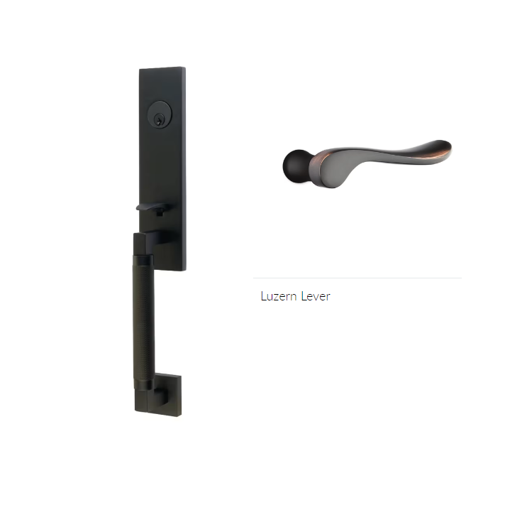 Emtek 4208LURH Dummy , Hercules Knurled , Monolithic Tubular Entry Set , Luzern Lever , RH - Parent