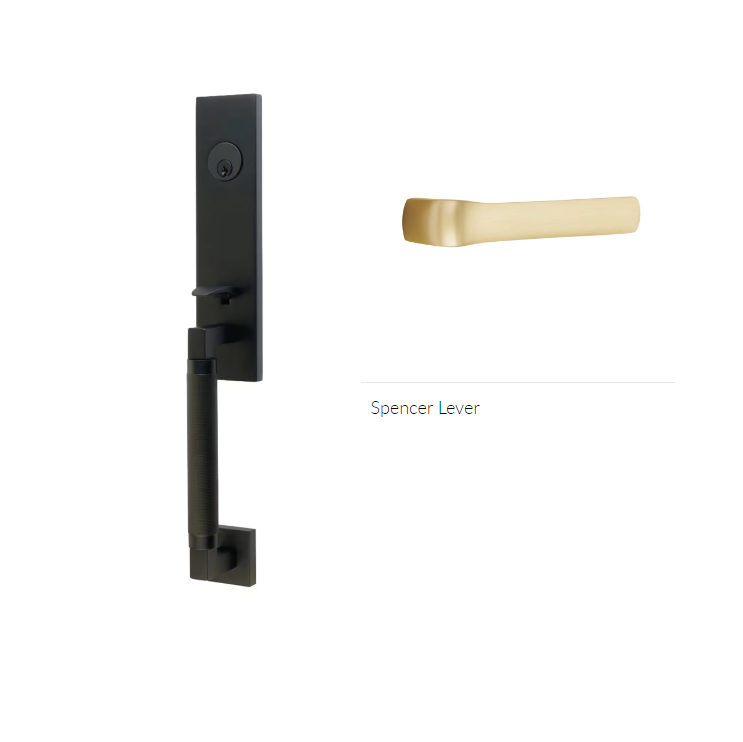 Emtek 4228SPNLH Double Cyl , Hercules Knurled , Monolithic Tubular Entry Set , Spencer Lever , LH - Parent