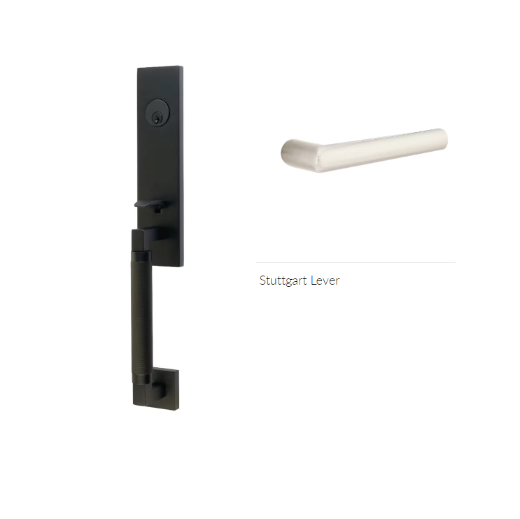 Emtek 4218TRTLH Single Cyl , Hercules Knurled , Monolithic Tubular Entry Set , Triton Lever , LH - Parent
