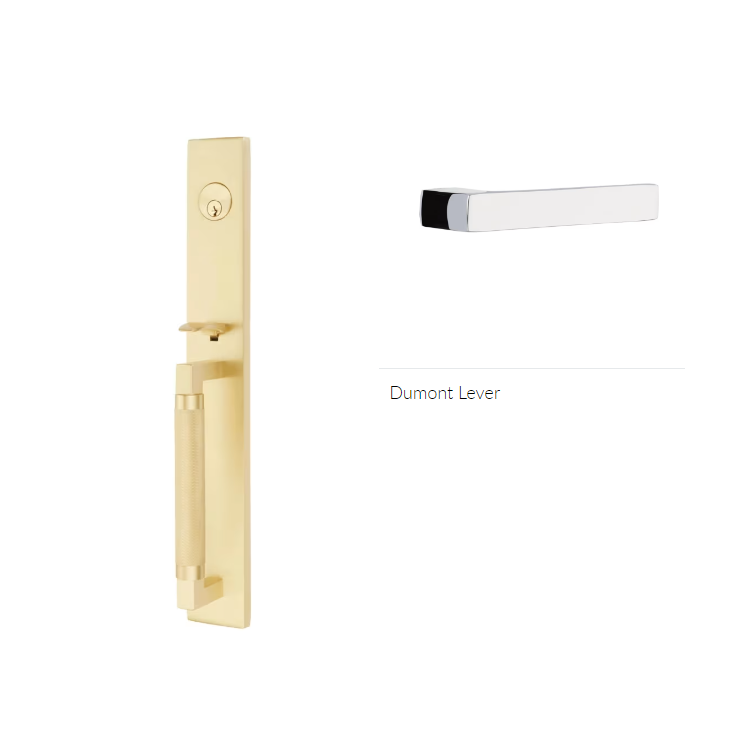 Emtek 4219DTRH Single Cyl , Hercules Knurled , Full Length Tubular Entry Set , Dumont Lever , RH - Parent