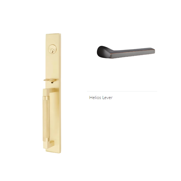 Emtek 4209HLOLH Dummy , Hercules Knurled , Full Length Tubular Entry Set , Helios Lever , LH - Parent