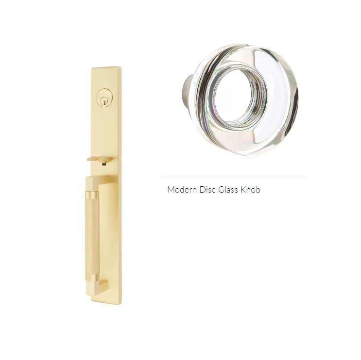 Emtek 4209MDC Dummy , Hercules Knurled , Full Length Tubular Entry Set , Modern Disc Glass Knob - Parent