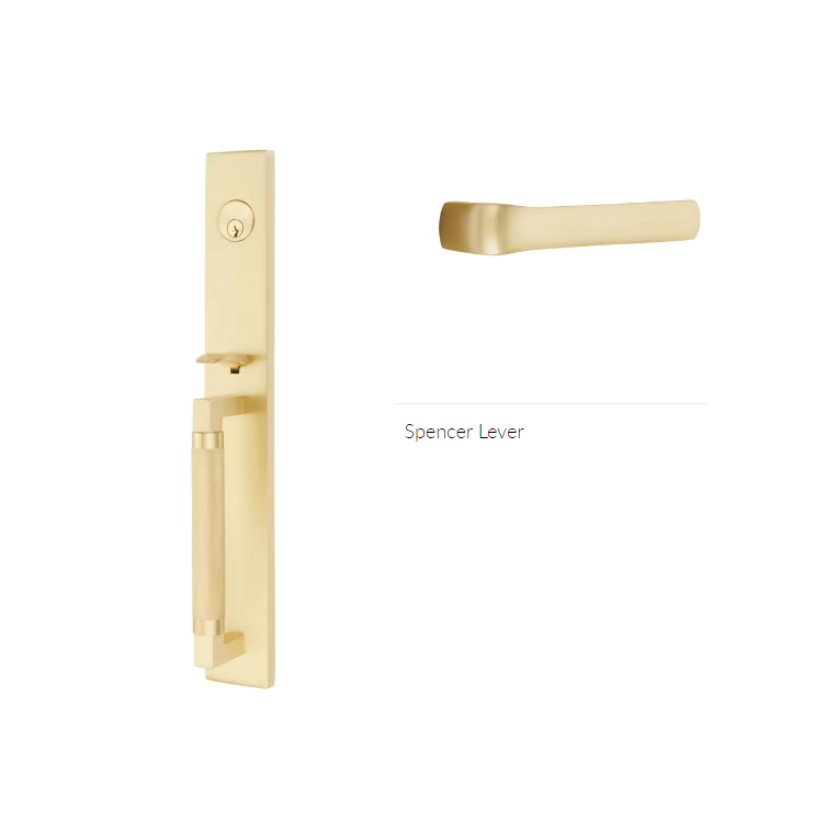 Emtek 4209SPNLH Dummy , Hercules Knurled , Full Length Tubular Entry Set , Spencer Lever , LH - Parent