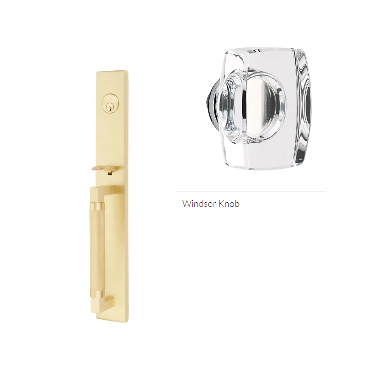 Emtek 4229WS Double Cyl , Hercules Knurled , Full Length Tubular Entry Set , Windsor Glass Knob - Parent