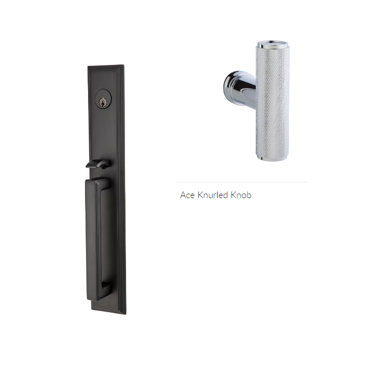 Emtek 4212ACEKN Single Cyl , Melrose Tub Entry , The Ace Knurled Knob - Parent