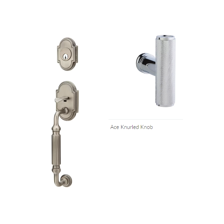 Emtek 4310ACEKN Single Cyl , Knoxville Tub Entry , The Ace Knurled Knob - Parent