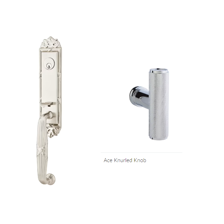 Emtek 4711ACEKN Single Cyl , RibbonandReed Tub Entry , The Ace Knurled Knob - Parent