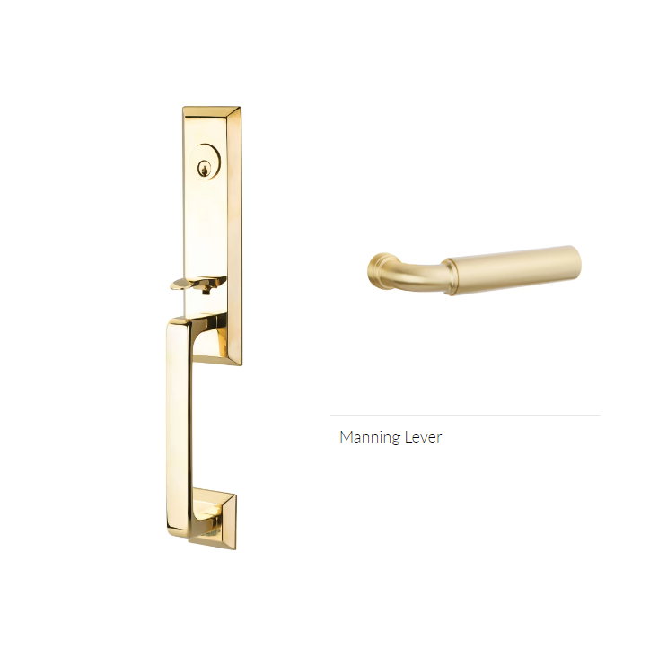 Emtek 4727MNGRH Double Cyl , Transitional Heritage Monolithic Tub , Manning Lever , RH - Parent