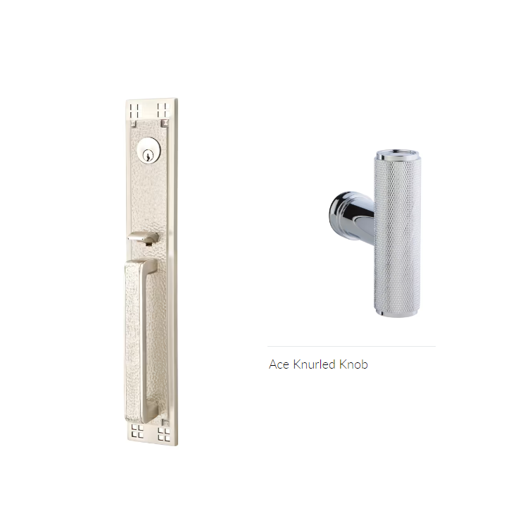 Emtek 4812ACEKN Single Cyl , Arts and Crafts Full Length Tub Entry , The Ace Knurled Knob - Parent