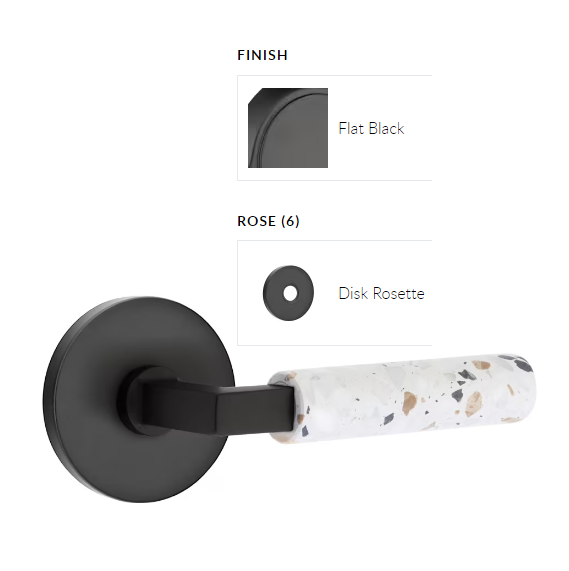Emtek 5209.LSUS19.TZLT.RH Select Privacy , Disk Rosette , L-Square Stem , Light Terrazzo Handle , RH