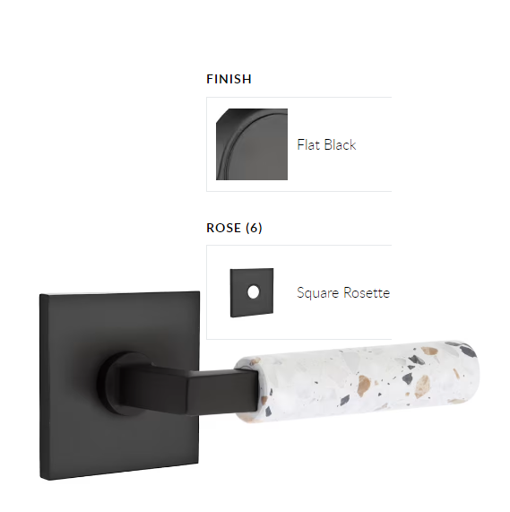 Emtek 5210.LSUS19.TZLT.LH Select Privacy , Square Rosette , L-Square Stem , Light Terrazzo Handle , LH