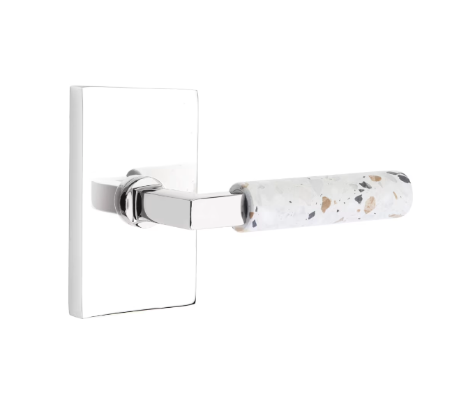 Emtek 5212.CCUS15.TZKLT Select Privacy , Modern Rectangular Rosette , Conical Stem , Light Terrazzo Knob - Parent