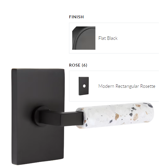 Emtek 5212.LSUS19.TZLT.RH Select Privacy , Modern Rectangular Rosette , L-Square Stem , Light Terrazzo Handle , RH