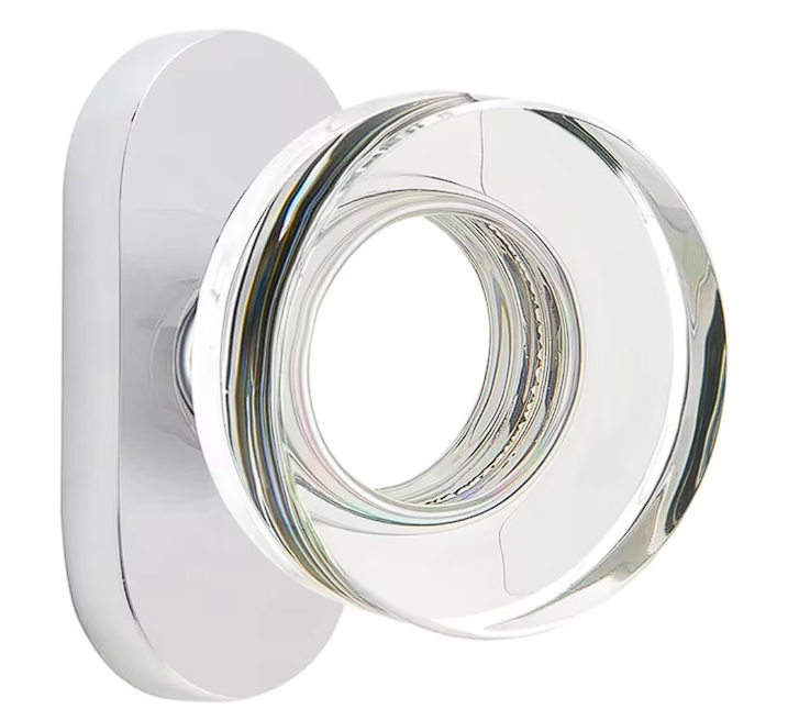Emtek 5803MDC Dummy , Pair , Oval Stretto 1.5" x 3" , Modern Disc Glass Knob - Parent