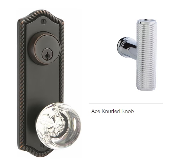 Emtek 7090ACEKN Passage Single Keyed , Sideplate Locksets Rope 3-5/8 , The Ace Knurled Knob - Parent