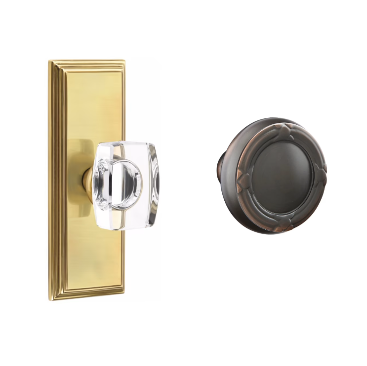 Emtek 8035RBK Dummy , Wilshire Non-Keyed 7" , Ribbon and Reed Knob - Parent