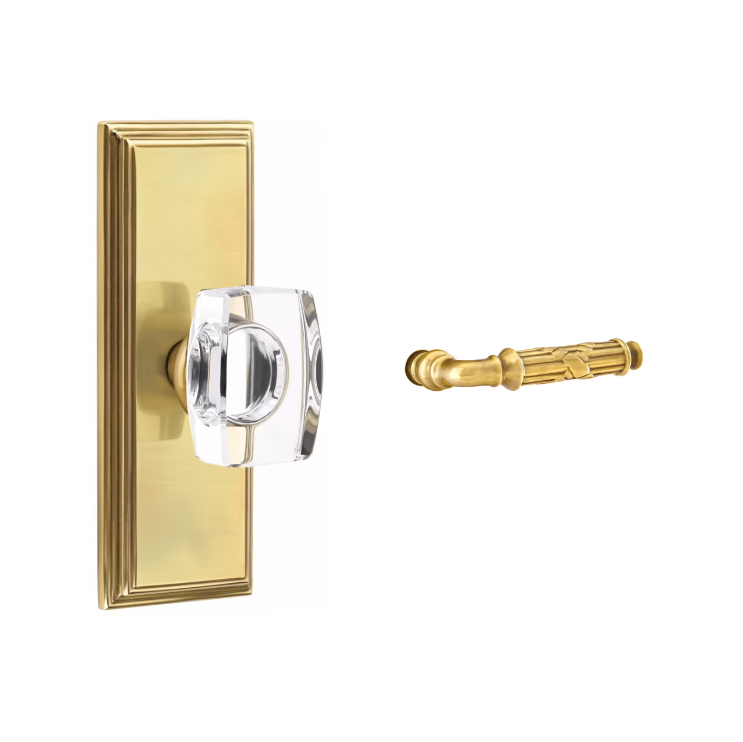 Emtek 8035RBL Dummy , Wilshire Non-Keyed 7" , Ribbon and Reed Lever - Parent