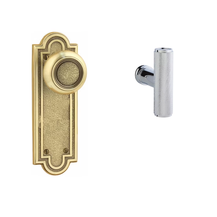 Emtek 8052ACEKN Dummy Pair , Sideplate Locksets Belmont Non-Keyed 7-1/2 , The Ace Knurled Knob - Parent