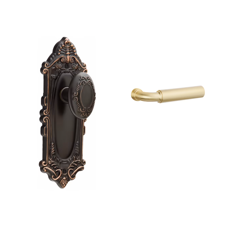 Emtek 8053MNG Dummy Pair , Sideplate Locksets Victoria Non-Keyed 7-3/4 , Manning Lever - Parent