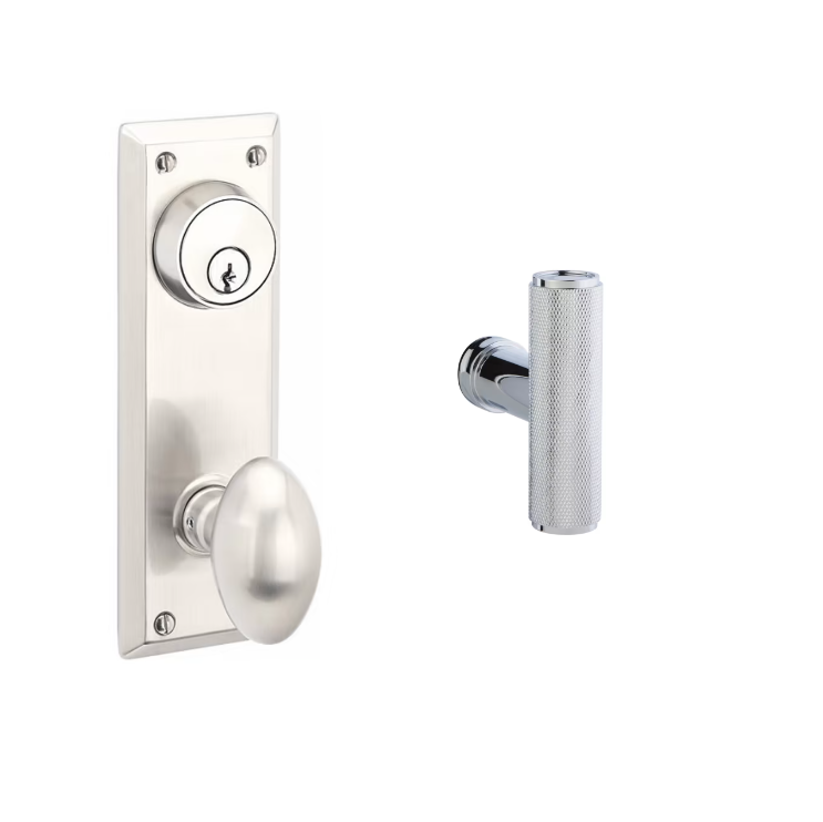 Emtek 8081ACEKN Passage Double Keyed , Sideplate Locksets Quincy 3-5/8 , The Ace Knurled Knob - Parent